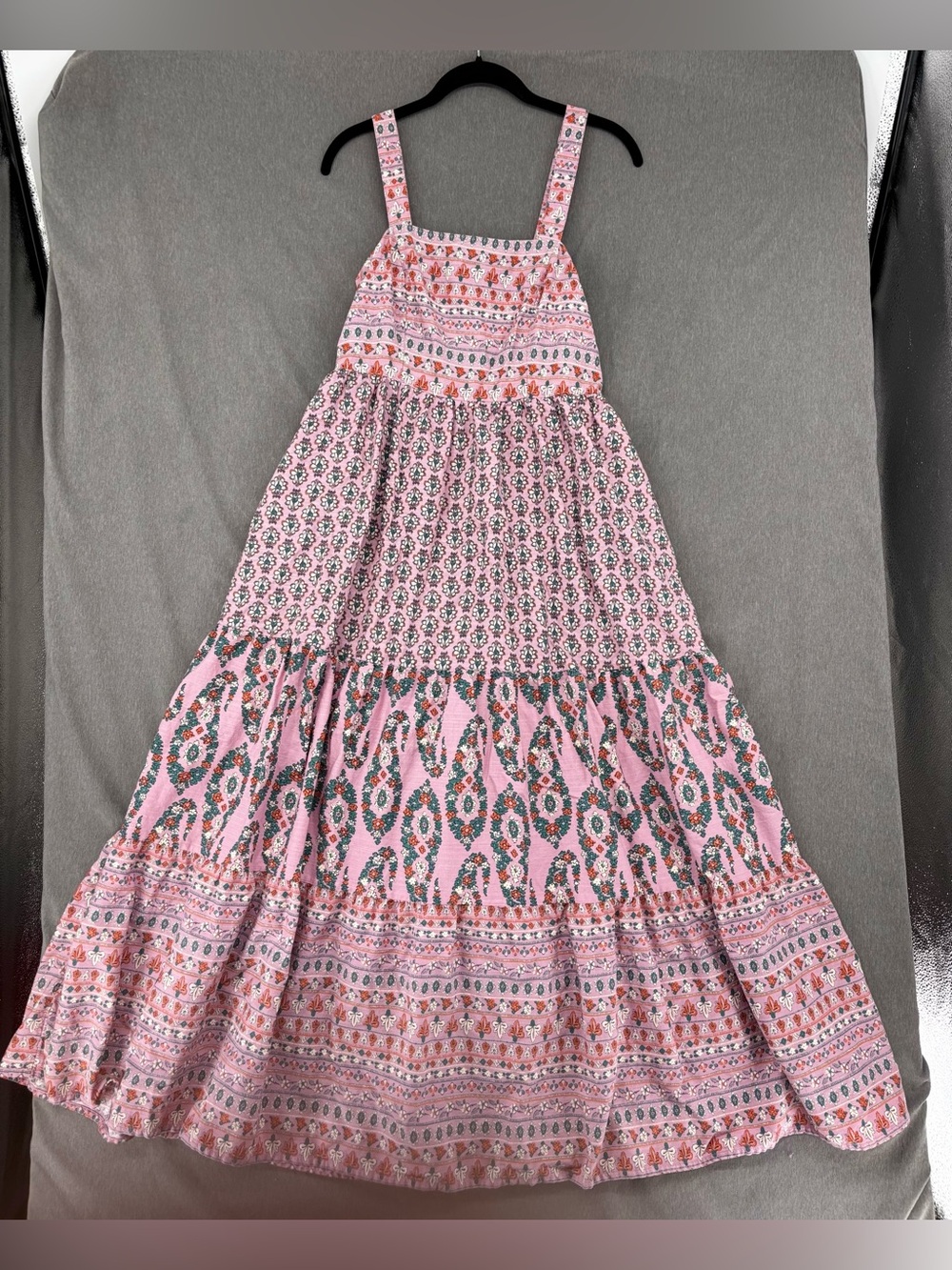 Knox Rose Medium Maxi Dress Pink Boho Praire Cottage Smocked Sundress Retro Sz M